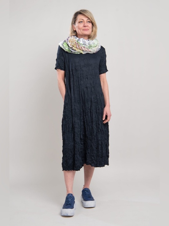 Luukaa Dresses & Skirts - Luukaa Crinkled cotton lagen look navy dress 14 oversized art‎ modern boho chic